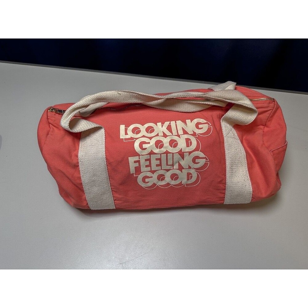 ban.do Looking Good Feeling Good Duffel Bag – Coral Pink Canvas Gym Travel Tote